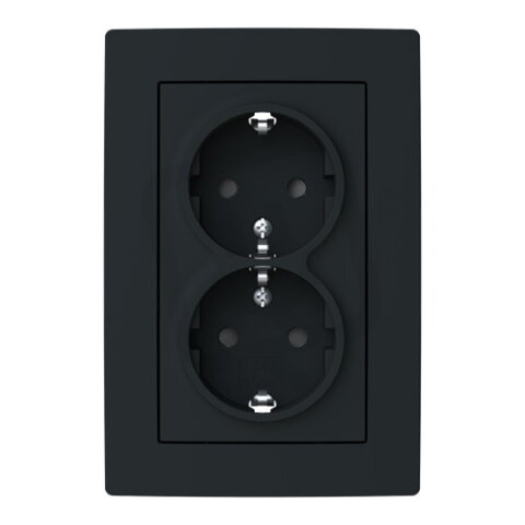 Dvojzásuvka ABB ZONI s clonkami, bezšroub., matná černá / bílá 5522T-C03458 137