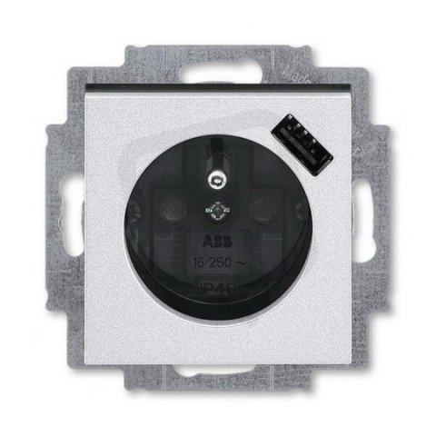 Zásuvka s USB nabíjením 5569H-A02357 70 titanová/kouř. černá Levit ABB