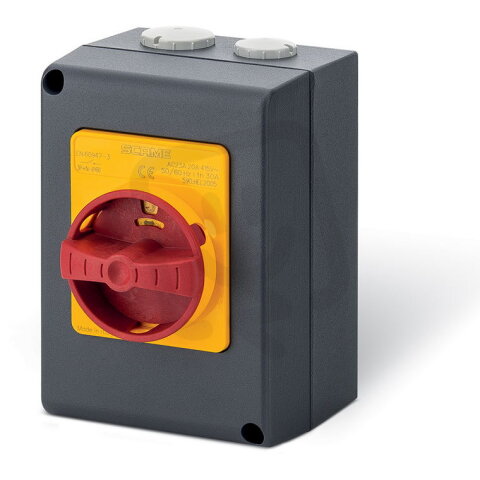 Průmyslový spínač ISOLATOR kovový 32A 3P IP65 emergency SCAME 590.HEM3203