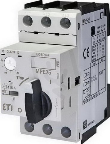 Motorový spouštěč MPE25-32 3p 50kA (230V) 25-32A Irm=384A ETI 004648014