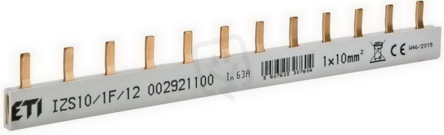 Propojovací lišta IZS10/1F/12 1p 12M 63A 10mm2 kolík ETI 002921100
