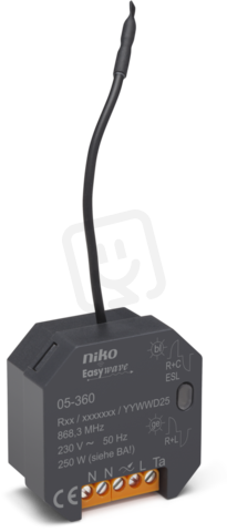 RF mini-přijímač + tisk. Univerzální stmívač 250W R,C,LED+ESL NIKO 05-360