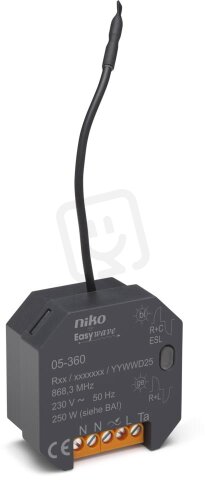 RF mini-přijímač + tisk. Univerzální stmívač 250W R,C,LED+ESL NIKO 05-360