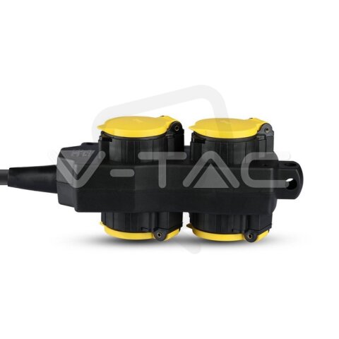4 Ways Socket 3G 1.5MM*3M IP44 Black+Yel