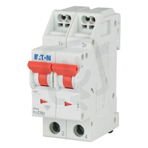PLI-C10/2 Jistič PLI (bezšroubové svorky nahoře) char C 2-pólový 10kA 10A 101298