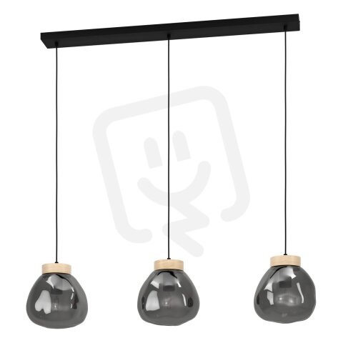 Závěsné svítidlo MAGACELA E27 černá/dřevo/šedá-TRANSP. 3X40W EGLO 390318