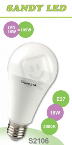Sandy S2106 SANDY LED E27 A65 18W SMD 3000K