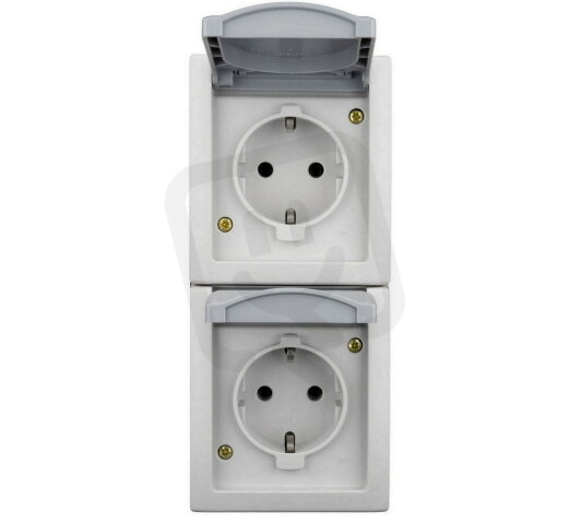 Nástěnná zásuvka SCHUKO dvojitá, vertikální, IP54 SCHRACK EV211013--