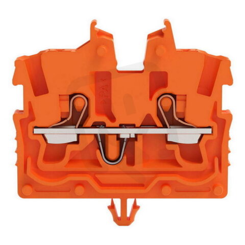 2vodičová průchozí svorka Mini, s ovládacím tlačítkem, 1 mm2, Oranžová