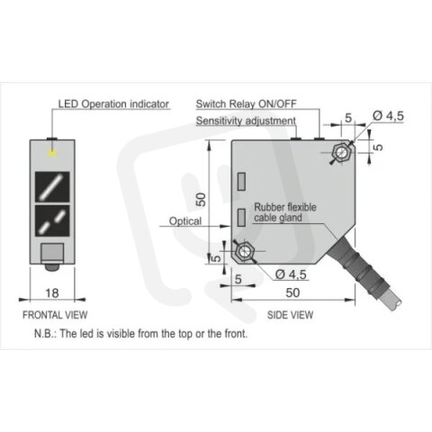 Kvádrový optoelektronický snímač AECO FTQSP-BR-R LC5