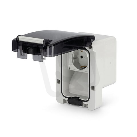 PROTECTA IP66  zásuvka jednoduchá SCHUKO 16A,250V, verze2 - pro montáž na omítku