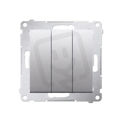 Trojitý spínač 3x 1 s orientačním podsvětlením LED, 10AX, 250V, stříbrná matná