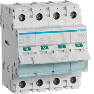 Vypínač 4 pól. 80A /SB480/ HAGER SBN480