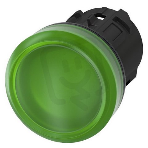 světelná signálka, 22 mm, kulatá, materiál: plast, barva: zelená, čočka, hladká