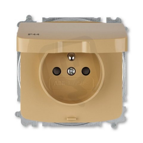 ABB TANGO Zásuvka s clonkami víčko IP44 bezšroubové svorky béžová 5519A-A02997 D