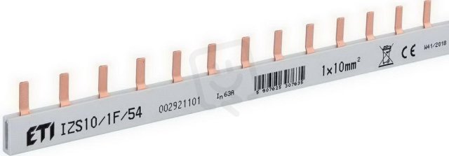 Propojovací lišta IZS10/1F/54 1p 54M 63A 10mm2 kolík ETI 002921101