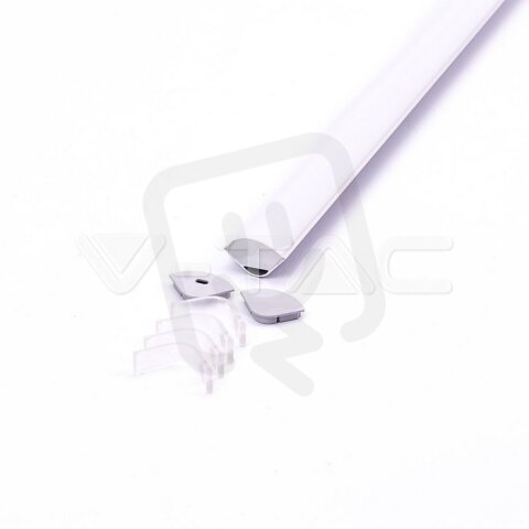 Aluminum Profile Set Milky Gypsum Corner Round 2000mm, VT-8105 V-TAC SKU3363