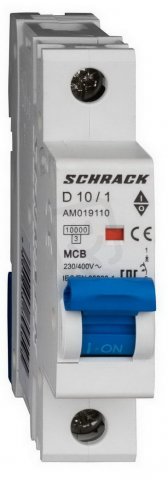 Instalační jistič AMPARO 10kA, D 10A, 1P SCHRACK AM019110--