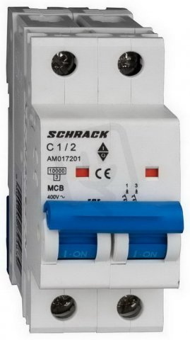 Instalační jistič AMPARO 10kA, C 1A, 2P SCHRACK AM017201--