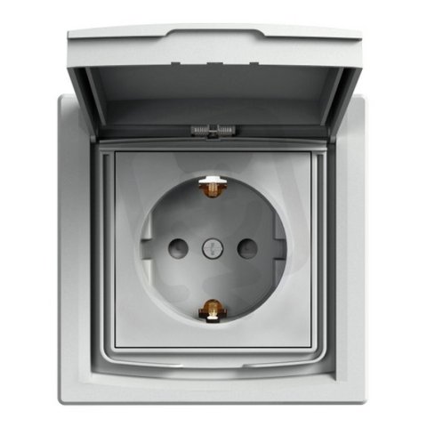ASFORA Zásuvka SCHUKO 250V 16A, clonky, IP44, alu SCHNEIDER EPH3100361