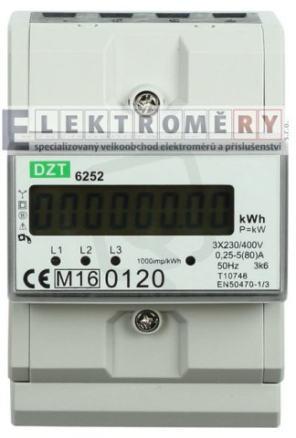 Elektroměr DZT6252 0,25-80A CZ CEJCH E370