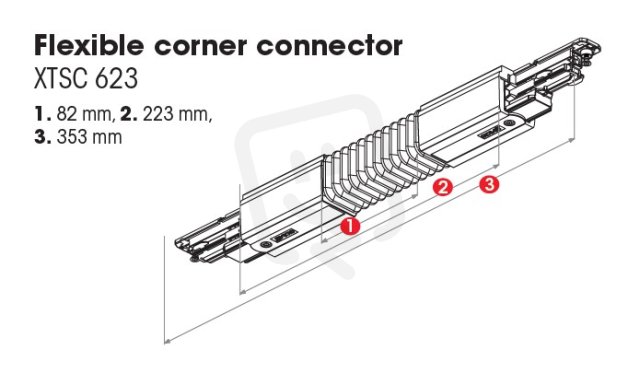 Pružný rohový konektor DALI šedý NORDIC ALUMINIUM XTSC623-1