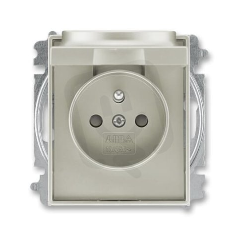 ABB TIME Zásuvka chráněná s clonkami a víčkem starostříbrná 5519E-A02397 32