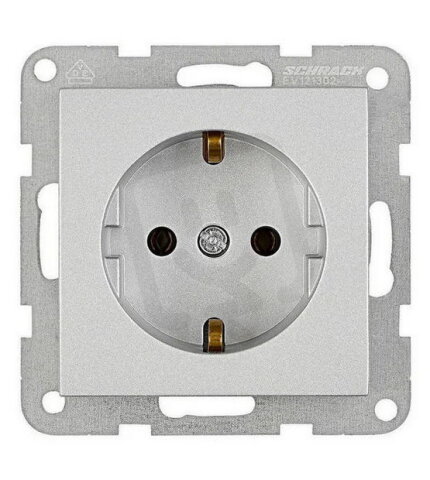 Zásuvka SCHUKO, šroubové svorky, stříbrná SCHRACK EV121302--