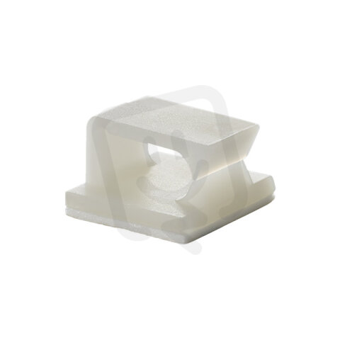 Samolepící příchytka, materiál Nylon66, 94V-2, samozhášecí. Průměr otvoru 11x5mm