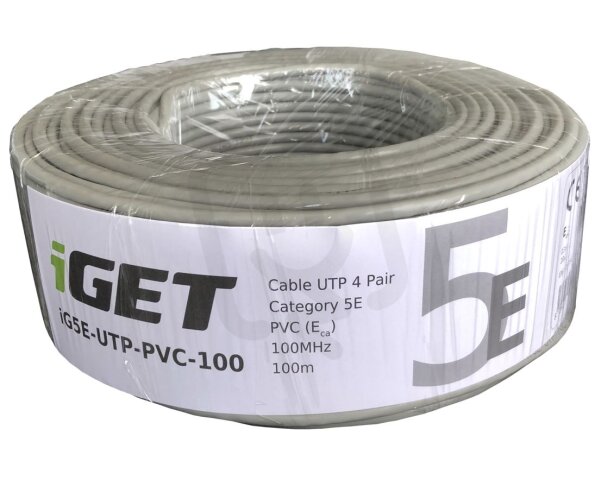 Datový kabel UTP cat 5e PVC drát 100m iGET 84005011
