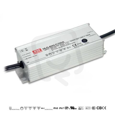 Proudový zroj pro LED 70W 700mA MEAN WELL HLG-60H-C700A