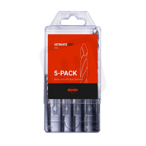 Sada vrtáků do kovu HSS-G se špičkou Flowstep 5 dílů 4-10 mm, plastový blistr