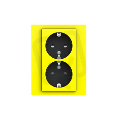 Dvojzásuvka ABB LEVIT s clonkami, bezšroub., žlutá/kouř. černá 5522H-C03458 64W