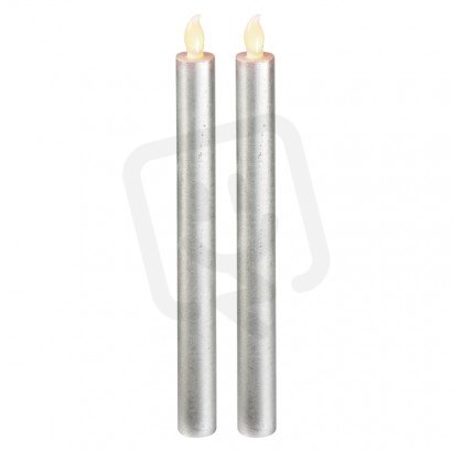 Svíčky LED, 25cm, metalické stříbrné, 2x AAA, jantarová EMOS ZY2271