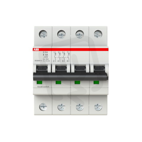 S204-K8 4 fázový jistič 8 A char. K 6kA ABB 2CDS254001R0407