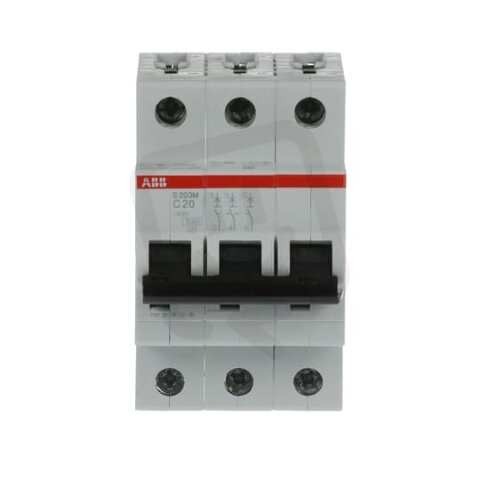 S203M-C20 3 fázový jistič 20 A char. C 10kA ABB 2CDS273001R0204