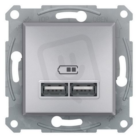 Asfora 2xUSB nabíjecí konektor 2.1A, alu SCHNEIDER EPH2700261