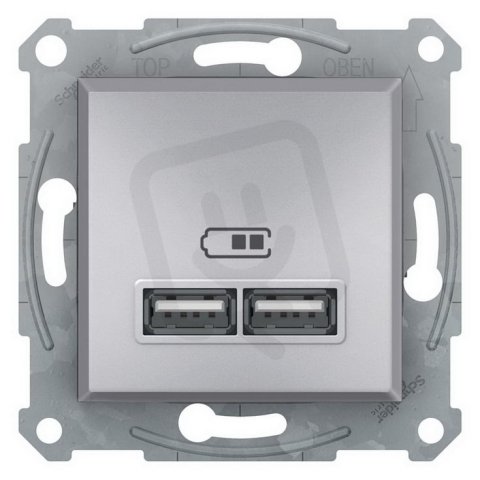 Asfora 2xUSB nabíjecí konektor 2.1A, alu SCHNEIDER EPH2700261