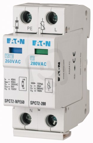 Eaton 167619 Svodič přepětí třídy T2(II,C),modulový,1+Npól,Un=280V