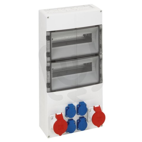 Zásuvková kombinace AKi 28-2S šedá IP44 IK08 300x600x142mm SPELSBERG 73922101