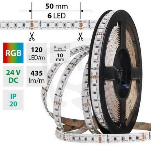 LED pásek SMD4040 RGB, 120LED/m, 14W/m, DC 24V, 435lm/m, IP20, 10mm, 50m