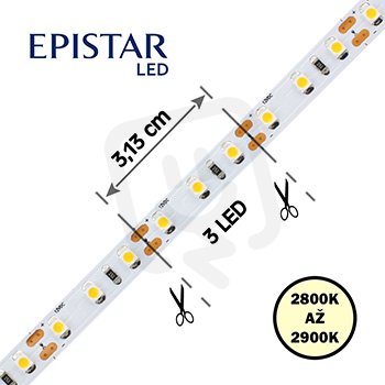 LED pásek 96LED/m 3528 IP20 2800-2900 K bílá 12V 20m FK TECHNICS 4738198-60