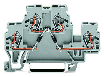 Svorka pro moduly dvoupatrová 2 diody 1N4007 šedá 2,5mm2 Wago 870-541/281-489