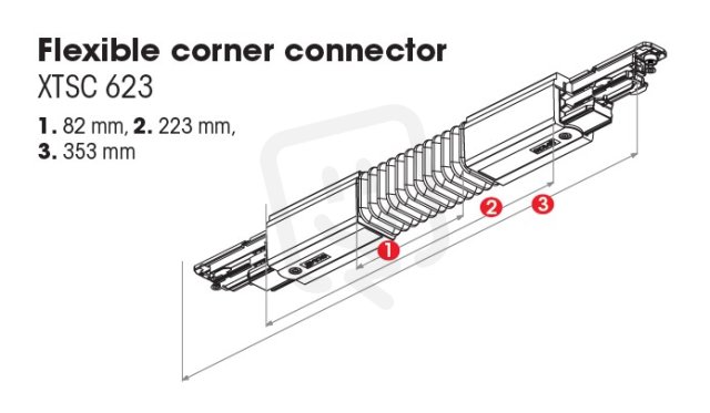 Pružný rohový konektor DALI černý NORDIC ALUMINIUM XTSC623-2