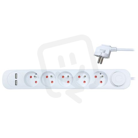 5z + USB A+A 2.4A prodlužovací přívod 3m 3 x 1mm2 bílý vypínač SOLIGHT PP152USB