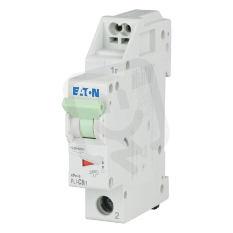 PLI-C8/1 Jistič PLI (bezšroubové svorky nahoře) char C 1-pólový 10kA 8A 101255
