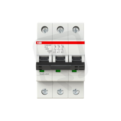 ABB S203MT-C4, třífázový jistič,  4A, C, 10kA, určeno pro drážní aplikace