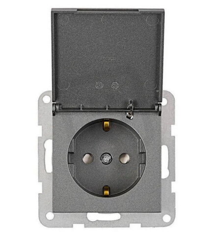 SCHUKO s bezpečnostní clonkou a klapkou, antracit SCHRACK EV111306--