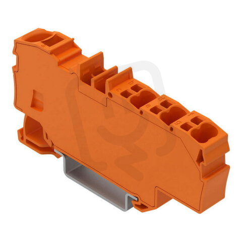Distribuční svorka, S ovládacími otvory, 1× 6 mm2 / 6× 1,5 mm2, Oranžová