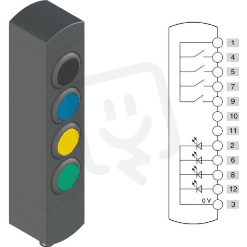 Ovládací jednotka BN 4 prvky (konfigurace A82) Konektor M12,12 pólů, IP65